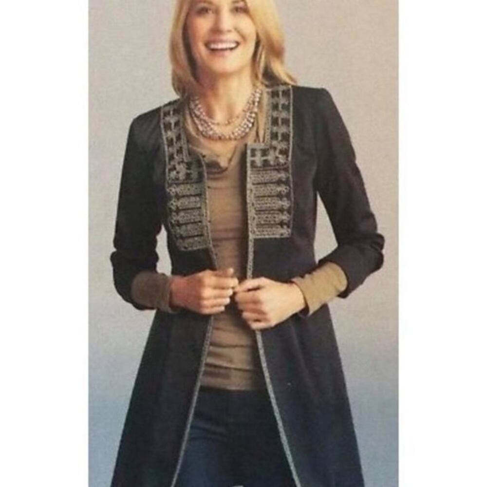 CAbi | Turkish delight women’s embroidered‎ military jacket #184, size 8